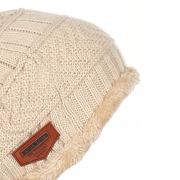 Diona J Women Golf Fur Trim Ponytail Beanie Ski Beige Hat Cap Beanie tail - Picture 2 of 4